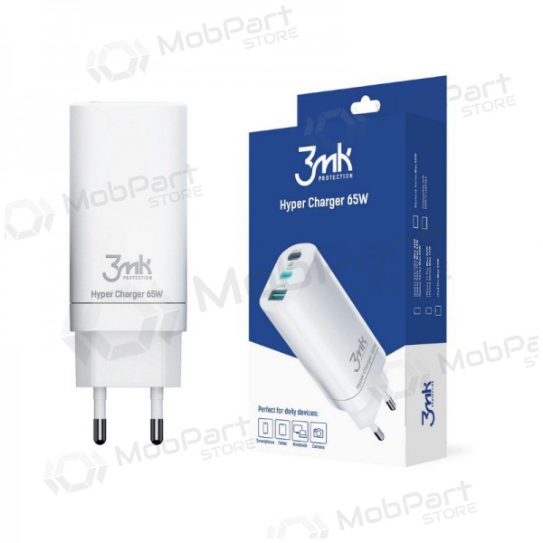 Caricatore 3MK HyperCharger 65W 2xUSB-C, 1xUSB-A PD 3.0/QC 4.0 (bianca)