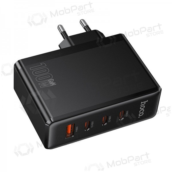 Caricabatterie per telefono Hoco N85 100 W 3x USB-C + USB-A nero