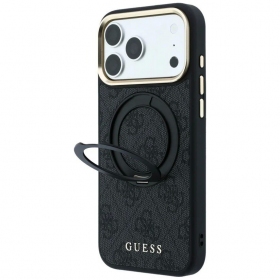 Custodia per Apple iPhone 18 Pro - Guess PU 4G Ring Stand MagSafe (blu)
