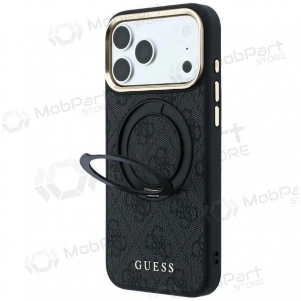 Custodia per Apple iPhone 18 Pro - Guess PU 4G Ring Stand MagSafe (nera)