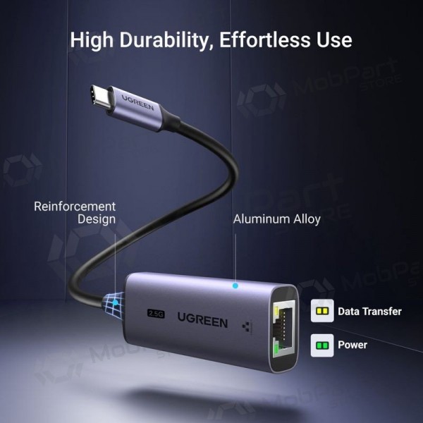 Adattatore USB-C Ugreen CM648 USB-C a RJ45 grigio