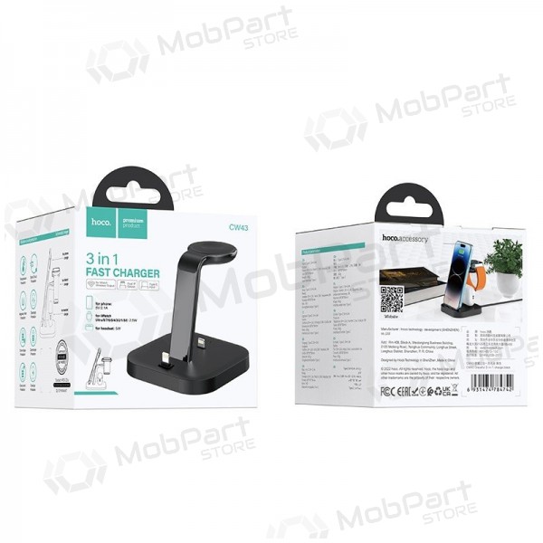 Caricatore senza fili Hoco CW43 Graceful 3-in-1 nero