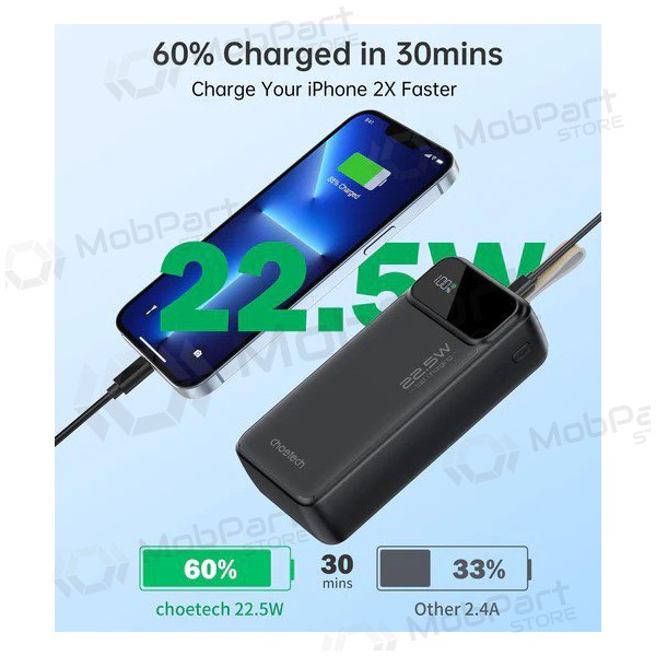 Batteria esterna Power Bank Choetech B730 22.5W 30000mAh nero Batteria esterna Power Bank Choetech B730 22.5W 30000mAh nero