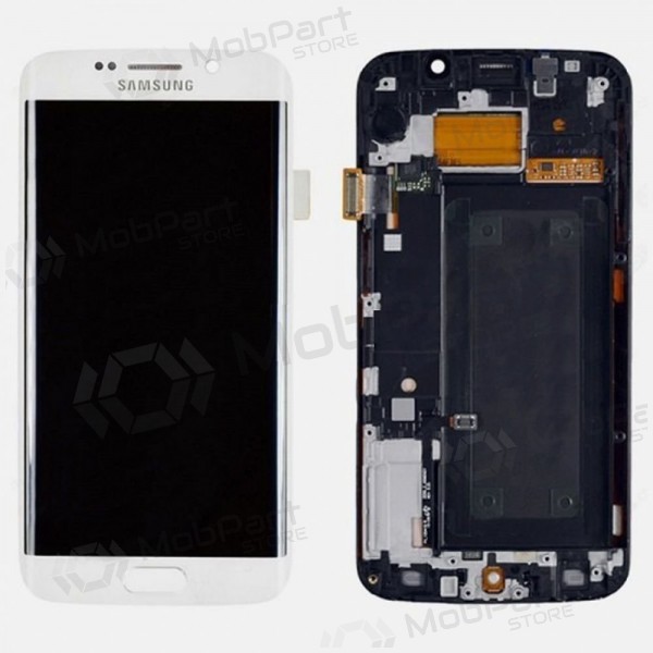 Samsung G925F Galaxy S6 Edge schermo / display (bianca) (con una cornice) (service pack) (originale)