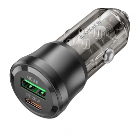 Caricabatterie da auto Borofone BZ25 38 W USB-C + USB-A PD QC nero