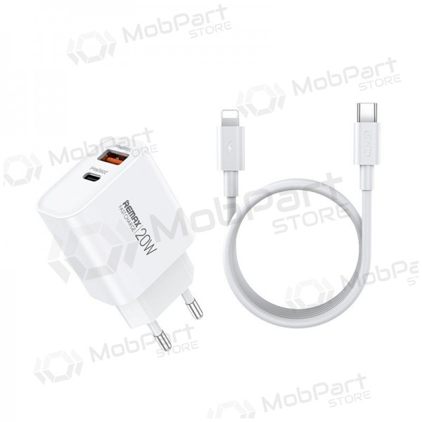 Caricabatterie per telefono Remax RP-U120 20 W USB-C + USB-A con cavo Lightning 1 m bianco