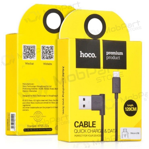 USB cavo HOCO UPM10 L Shape microUSB 1.2m (nero)