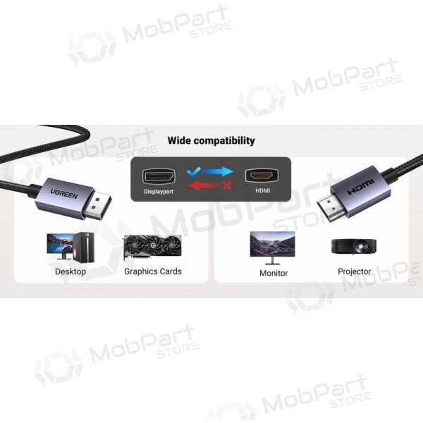 Cavo HDMI Ugreen DP125 DisplayPort a HDMI 2 m 4K 30 Hz nero