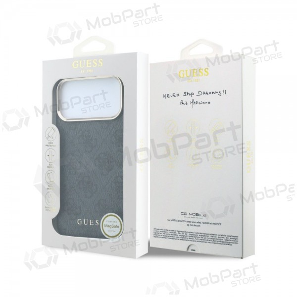 Custodia per Apple iPhone 18 Pro Max - Guess PU Leather 4G Gold Frame MagSafe (nera)