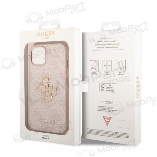 Custodia per Apple iPhone 14 - Guess PU 4G Metal Logo (rosa)