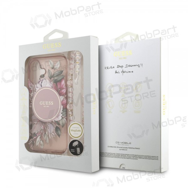 Custodia per Apple iPhone 17 - Guess IML Flowers Strap MagSafe (rosa)
