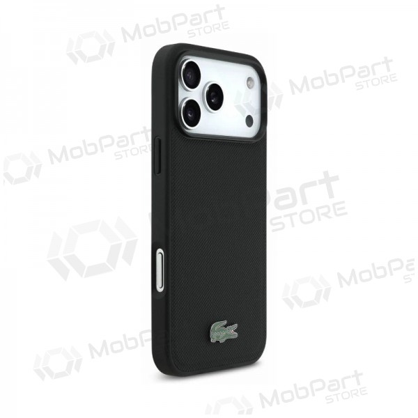 Custodia per Apple iPhone 18 Pro - Lacoste PVC Petit Pique Semi Wrap Embossed MagSafe (nero)