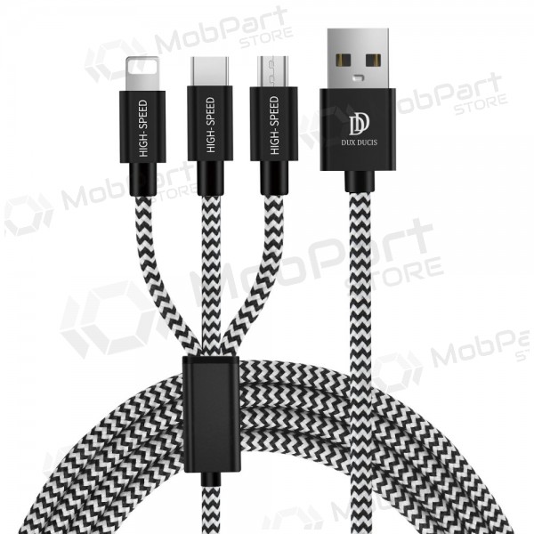 Cavo USB Dux Ducis K-ONE 3in1 microUSB-Lightning-Type-C FastCharging 1.2m