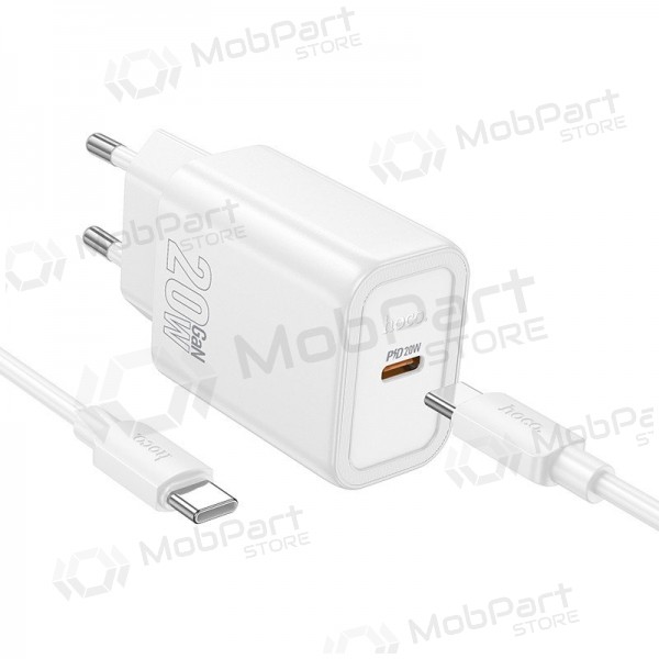 Caricabatterie per telefono Hoco N60 GaN USB-C con cavo USB-C da 1 m bianco