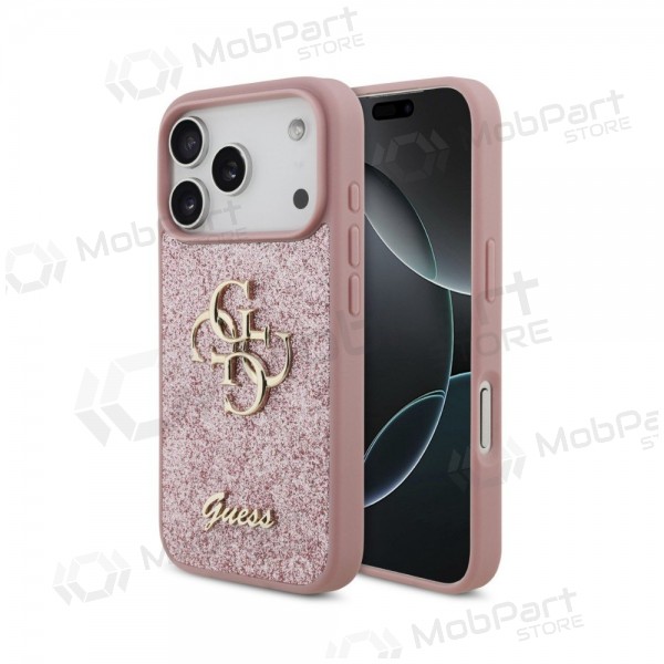 Custodia per Apple iPhone 18 Pro - Guess PU Fixed Glitter 4G Metal Logo (rosa)