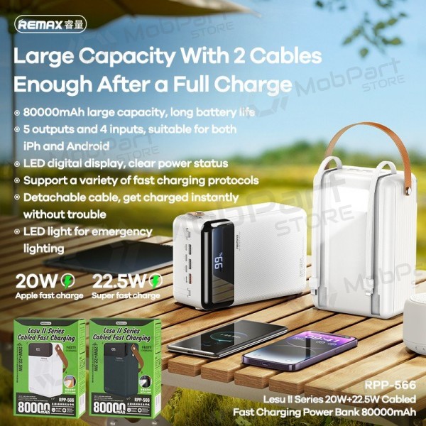 Batteria esterna Power Bank Remax RPP-566 22.5W 80000mAh grigio