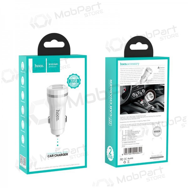 Caricatore automobilinis Hoco Z27 (2.4A) (bianca)