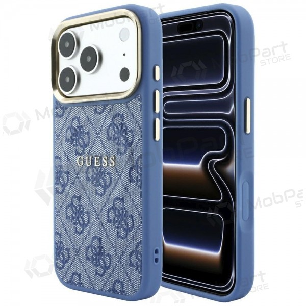 Custodia per Apple iPhone 18 Pro Max - Guess PU Leather 4G Gold Frame Embossed MagSafe (blu)