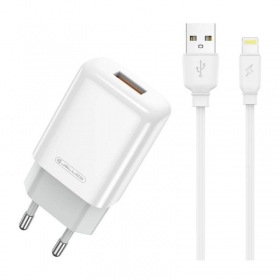 Caricatore buitinis Jellico EU01 2.4A USB + Lightning bianca