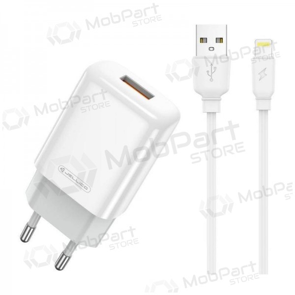 Caricatore buitinis Jellico EU01 2.4A USB + Lightning bianca