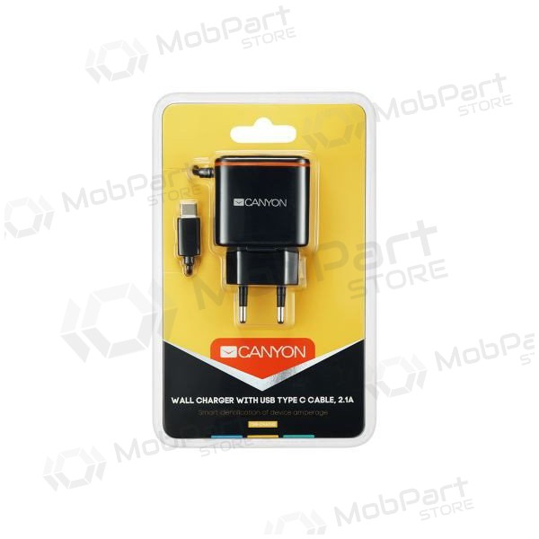 Caricatore CANYON CNE-CHA042 + Type-C cavo (1xUSB 5V 2.1A) (nero)