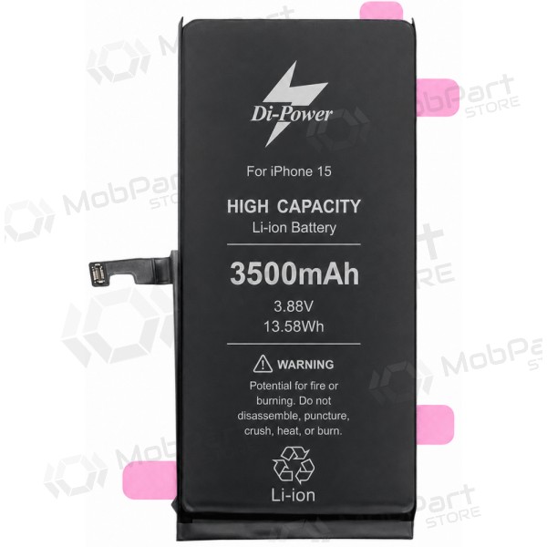 Batteria Apple iPhone 15, accumulatore Di-Power 3500 mAh (capacità aumentata)