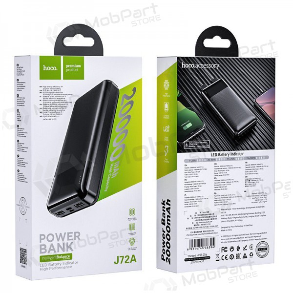 Batteria esterna Power Bank Hoco J72A 20000mAh nero Batteria esterna Power Bank Hoco J72A 20000mAh nero
