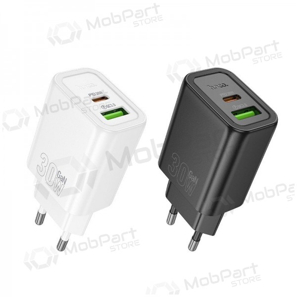 Caricabatterie per telefono Hoco N63 30 W GaN USB-C + USB-A nero