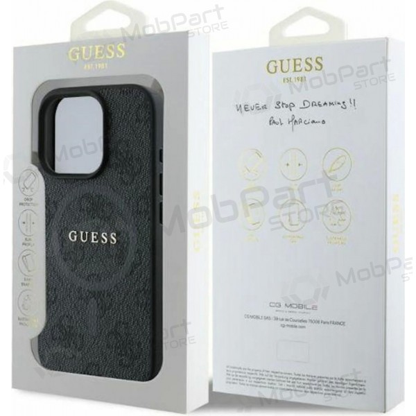 Custodia per Apple iPhone 16 Pro - Guess PU Leather 4G Colored Ring MagSafe (nera)
