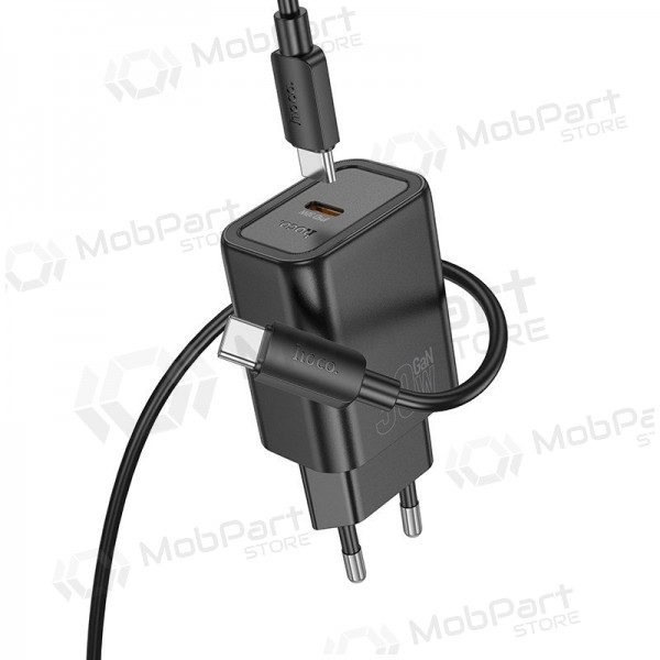 Caricabatterie per telefono Hoco N62 GaN USB-C con cavo USB-C da 1 m nero
