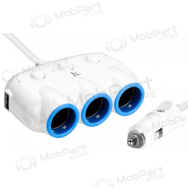 Caricatore per auto HOCO C1 TRIPLE + USB (5V 3.1A) (bianca)