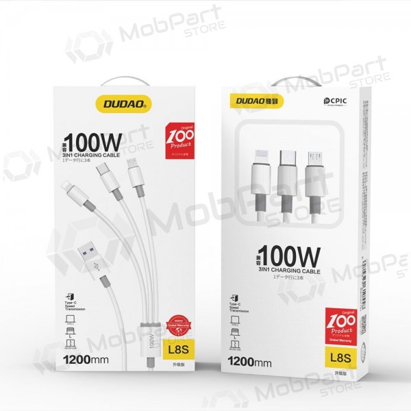 Cavo USB Dudao L8s-3in1 USB-A a USB-C / Micro USB / Lightning 1.2 m 100 W