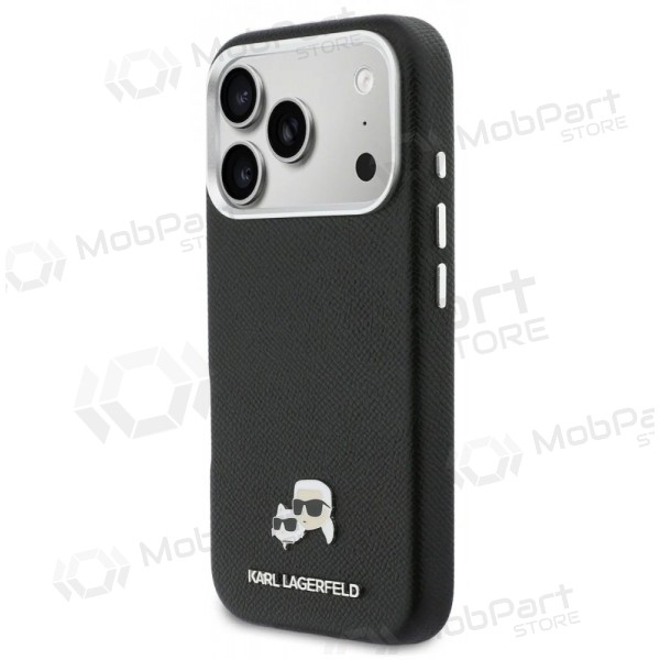 Custodia per Apple iPhone 17 Pro - Karl Lagerfeld PU Karl and Choupette Heads Pins MagSafe (nera)