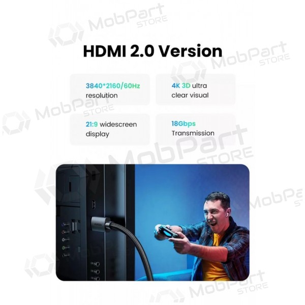 Cavo HDMI Ugreen HD119 HDMI 2.0 4K 2 m ARC nero.