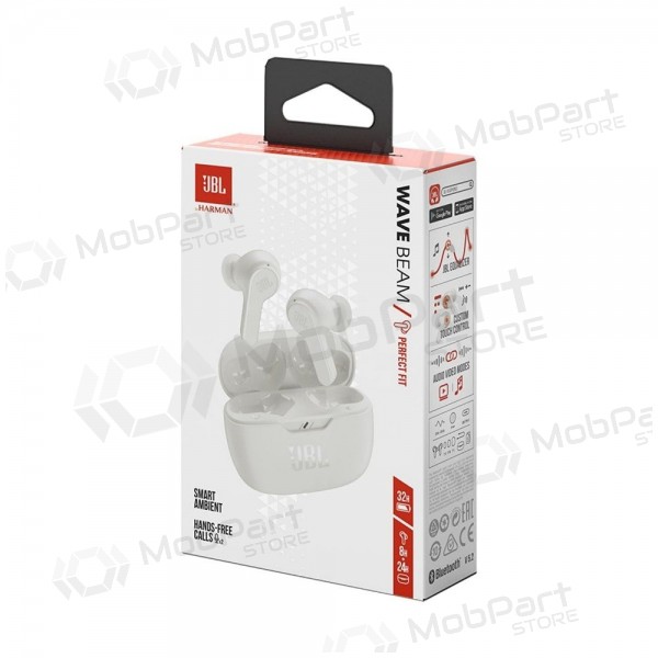 Auricolari wireless JBL Wave Beam TWS Bluetooth 5.2 bianchi