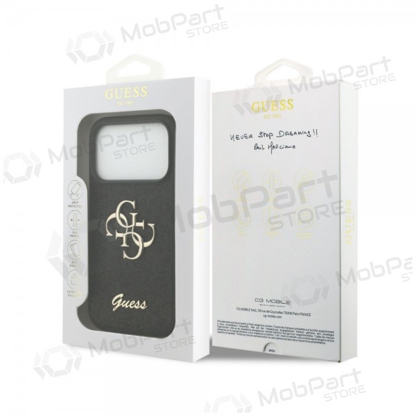 Custodia per Apple iPhone 18 Pro Max - Guess PU Fixed Glitter 4G Metal Logo (nera)