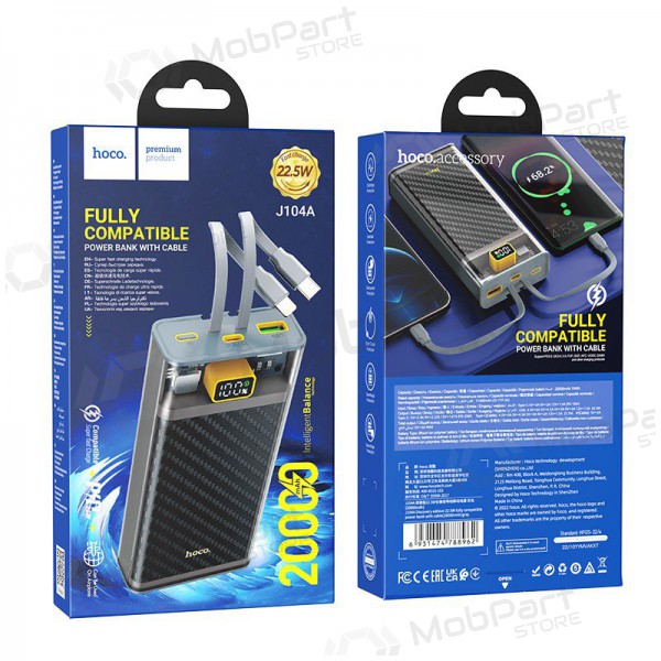 Batteria esterna Power Bank Hoco J104A Discovery Edition 22.5W 20000mAh grigio
