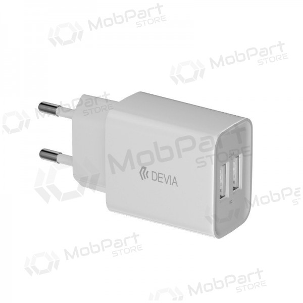 Caricatore Devia Smart x 2 USB (2.4A) + MicroUSB, (bianca)