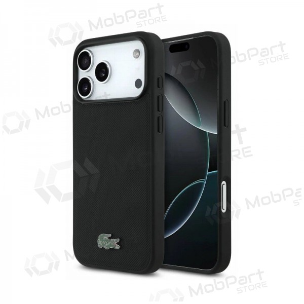 Custodia per Apple iPhone 18 Pro - Lacoste PVC Petit Pique Semi Wrap Embossed MagSafe (nero)