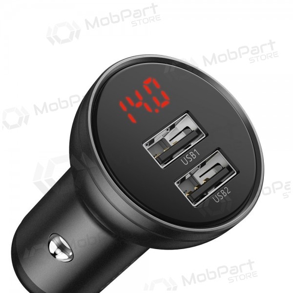 Caricabatterie per telefono da auto Baseus Digital Display CCBX-0G 24 W 2x USB-A nero