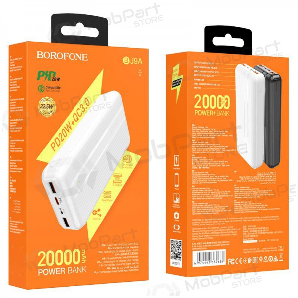 Batteria esterna Power Bank Borofone BJ9A Type-C PD+Quick Charge 3.0 (3A) 20000mAh bianco