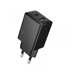 Caricabatterie per telefono Hoco N71 30 W GaN USB-C + USB-A nero