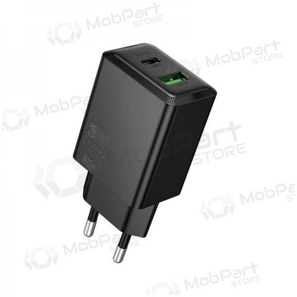 Caricabatterie per telefono Hoco N71 30 W GaN USB-C + USB-A nero
