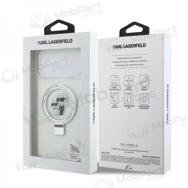 Custodia per Apple iPhone 17 Pro Max - Karl Lagerfeld Ringstand Karl and Choupette MagSafe (trasparente)