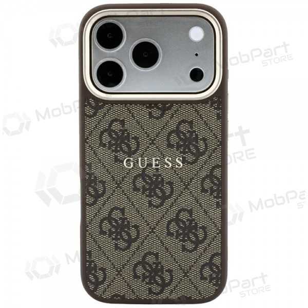 Custodia per Apple iPhone 18 Pro Max - Guess PU Leather 4G Gold Frame Embossed MagSafe (marrone)