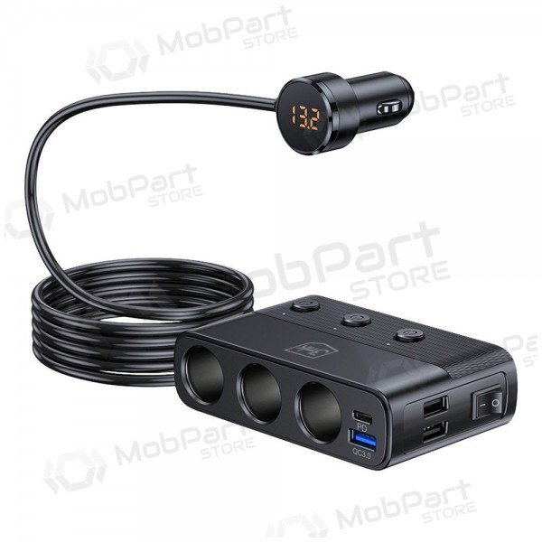 Caricabatterie da auto 3mk Car Power Splitter 120 W 3xUSB-A + USB-C 12V nero.