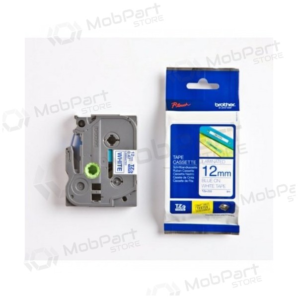 Brother TZe-233 (TZe233) nastro per etichette laminato 12mm 8m, blu su bianco