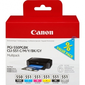 Canon PGI-550/CLI-551 (6496B005) Set di cartucce a getto d'inchiostro, PGBK/C/M/Y/BK/GY