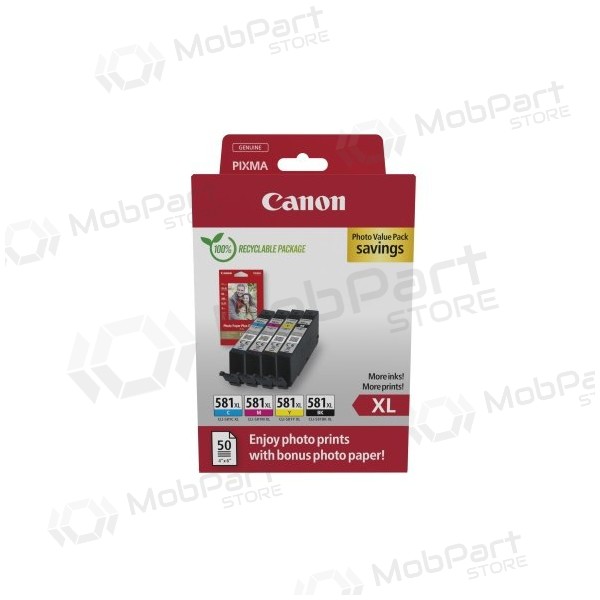Canon CLI-581XL (2052C004) Photo value pack Set di cartucce a getto d'inchiostro, C/M/Y/BK