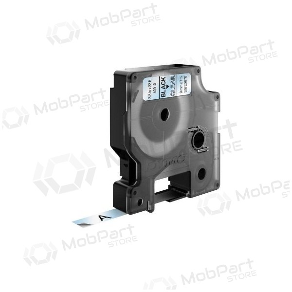 Dymo 40910 (S0720670) D1 Nastro per etichette 9mm x 7m, Nero su Trasparente
